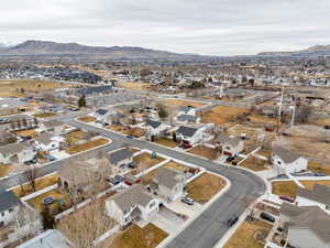 Aerial view featuring a mountain view