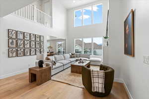 Living room featuring light wood-type flooring