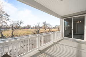 Balcony with a rural view