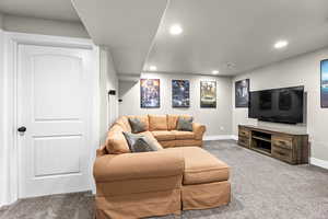 Spacious finished entertainment room