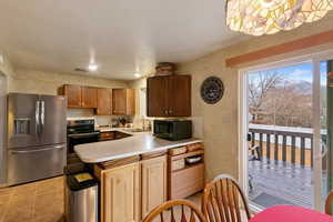 Kitchen with sink, stainless steel appliances, and kitchen peninsula