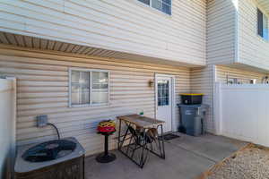 View of patio featuring central AC