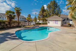 View of swimming pool featuring a patio area