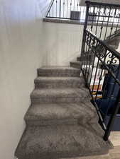 Stairway to the loft area and bedrooms.