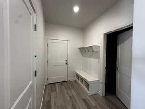 Mudroom featuring light hardwood / wood-style flooring