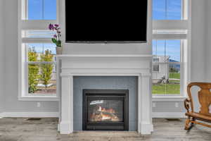 Fireplace with tile surround