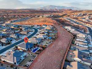 Aerial view featuring a mountain view