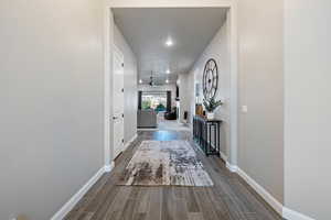 Hallway with a textured ceiling