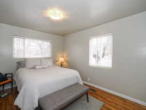 Bedroom featuring dark hardwood / wood-style floors