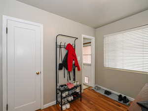 Mudroom featuring hardwood / wood-style flooring