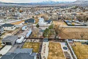 Drone / aerial view with a mountain view