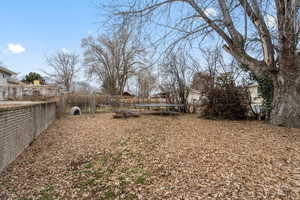 View of yard with a trampoline