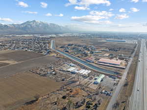 Aerial view featuring a mountain view