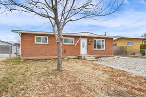 View of front of home with a front yard