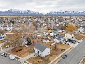 Aerial view featuring a mountain view