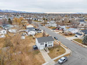 Aerial view featuring a mountain view