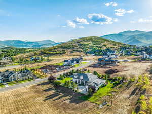 Drone / aerial view with a mountain view