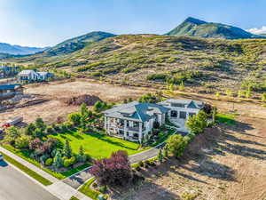 Drone / aerial view with a mountain view