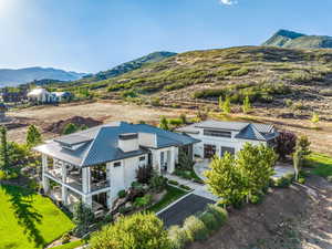 Drone / aerial view with a mountain view