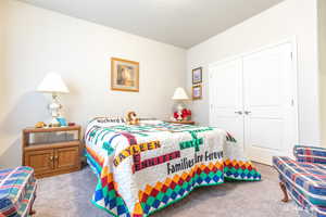 Bedroom featuring a closet and carpet flooring