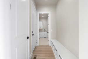 Mud room with storage drawers and sitting bench