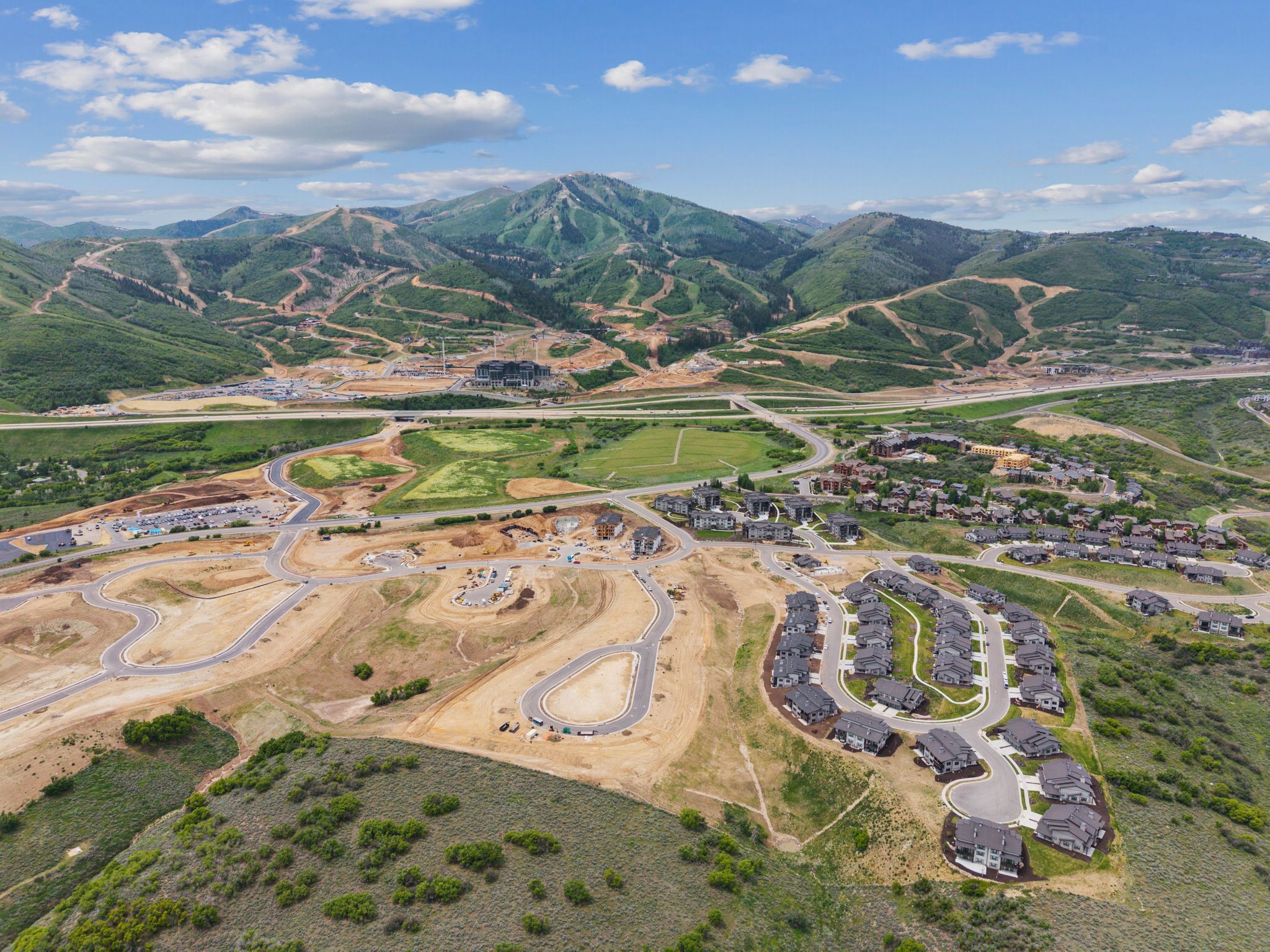 Aerial overview of property's location with mountains