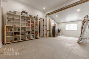 Basement featuring crown molding