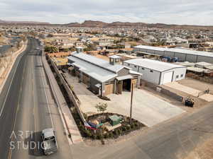 Aerial view featuring a mountain view