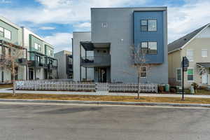 View of front facade with cooling unit