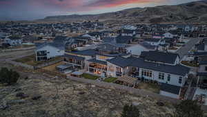 Aerial view of house at dusk from the Juniper Canyon Recreation Area.