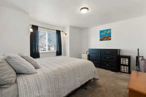 Bedroom featuring carpet floors