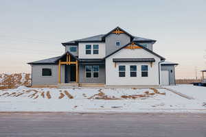 View of front of home with a garage