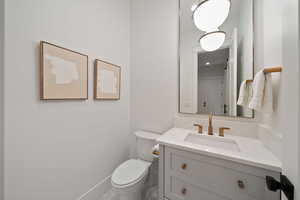 Bathroom with vanity and toilet