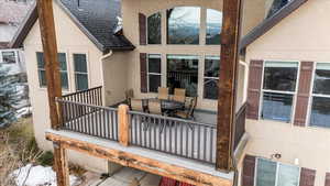 View of snow covered deck