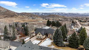 Aerial view featuring a mountain view