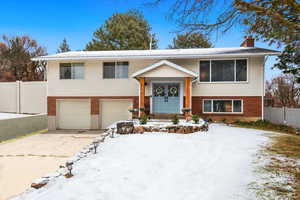 Bi-level home with a garage