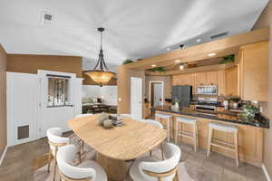 View of tiled dining space