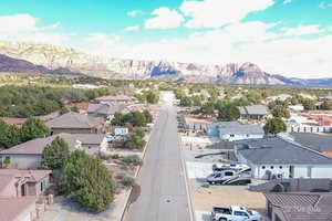 Drone / aerial view with a mountain view