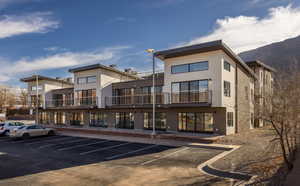 Exterior space featuring a mountain view