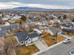 Aerial view featuring a mountain view