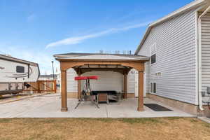 View of patio / terrace featuring a gazebo