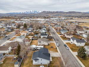 Aerial view featuring a mountain view