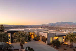 View of front of home featuring a mountain view