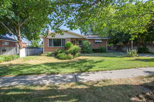 Single story home with a front yard