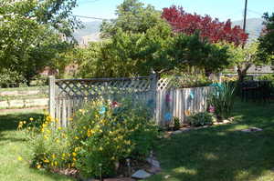 View of yard with a mountain view