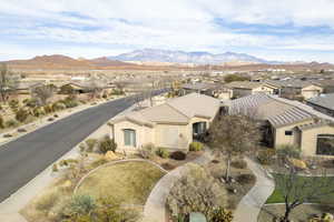 Drone / aerial view featuring a mountain view