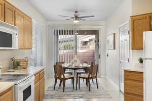 Dining area featuring ceiling fan