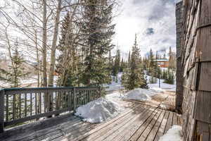 View of snow covered deck