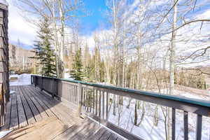 View of snow covered deck