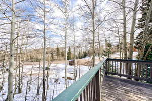 View of snow covered deck